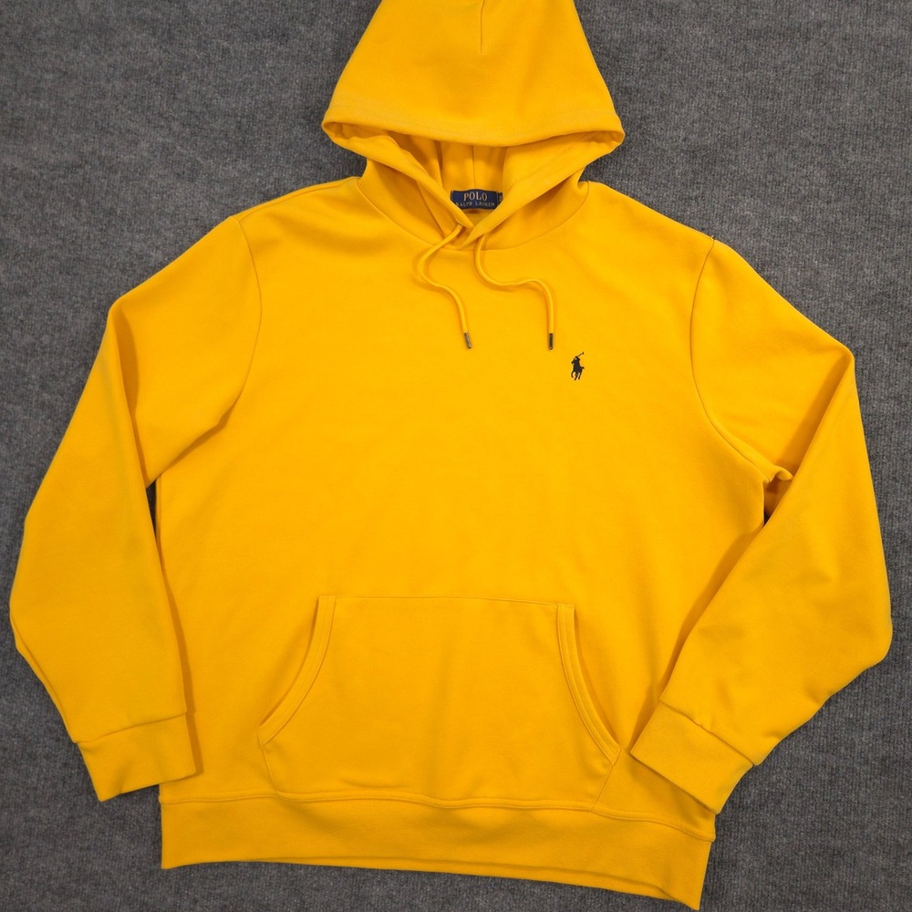 Polo Ralph Lauren Hoodie Mens XL Yellow Pony Kangaroo Pocket Jersey Pullover